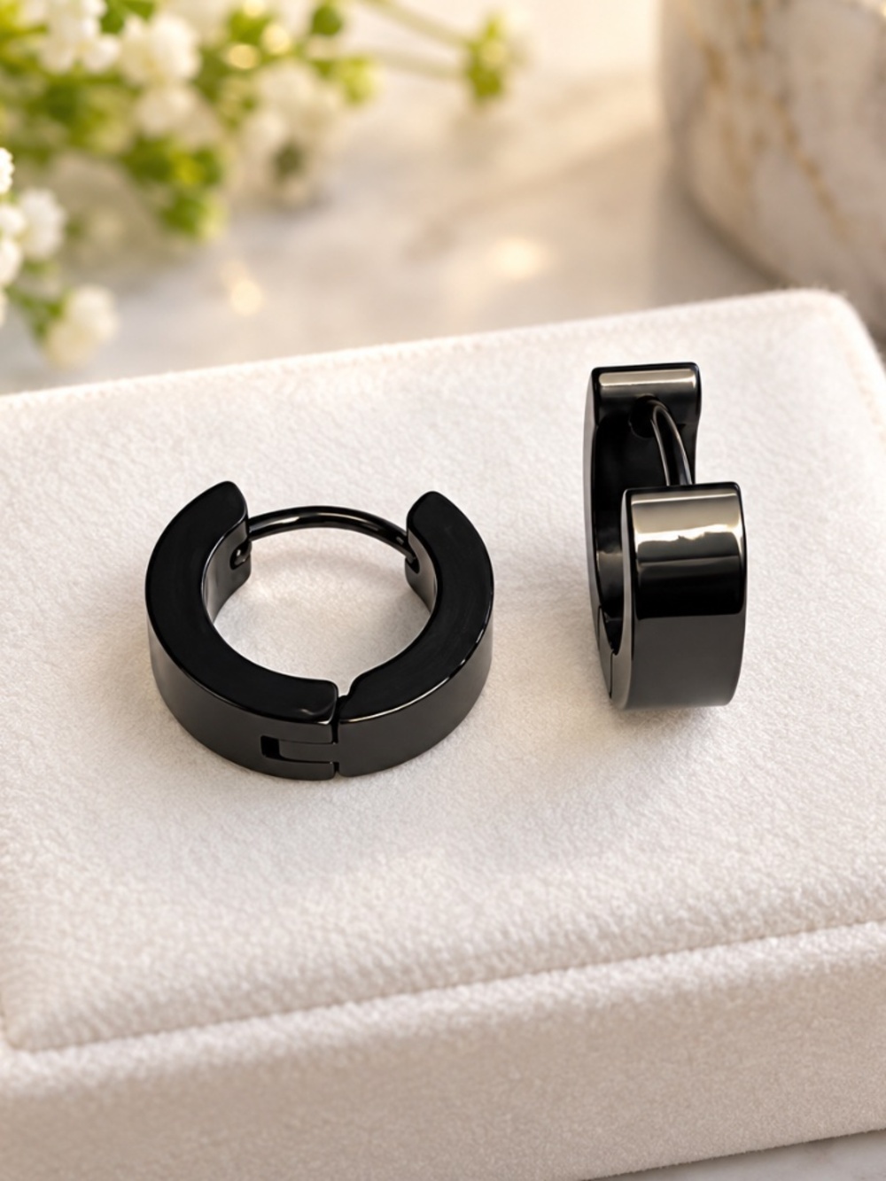 Black hoop earrings